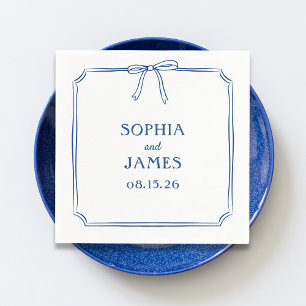 Navy Elegant Whimsical Simple Classic Bow Wedding Napkin