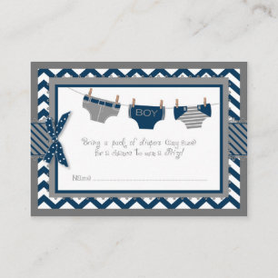 Navy Elephant Bird and Diaper Raffle Ticket Enclosure Card
