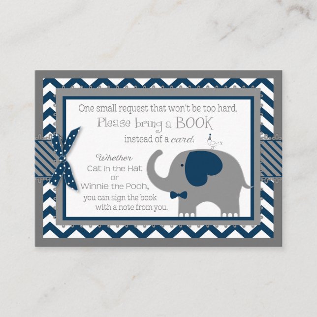Navy Elephant Bird Apportez une carte de livre (Devant)