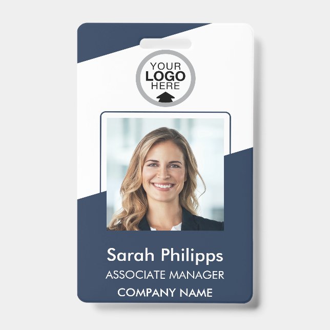 Navy | Employee Photo ID Company Security Badge (Front)