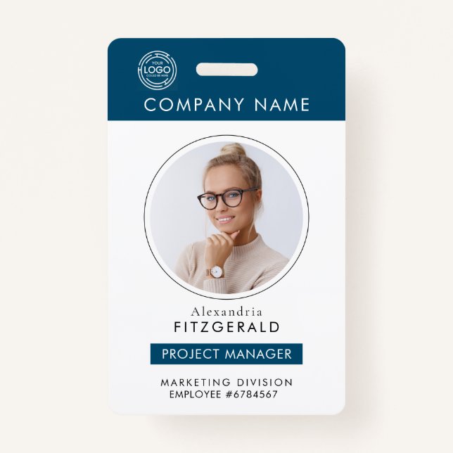 Navy | | Employee Photo ID Company Security Badge  (Front)