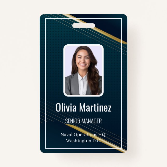 Navy Employee Photo ID Company Security Badge (Front)