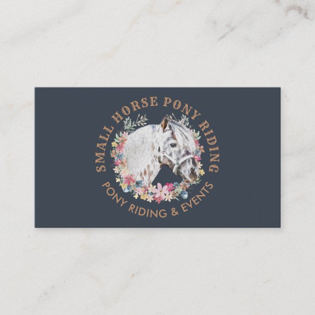 Navy Equestrian Trainer Horse Business Card (Front)