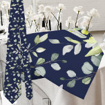 Navy Eucalyptus Greenery Wedding Neck Tie<br><div class="desc">Neck Ties for Tuxedo Royale by Leonbience featuring watercolor painted eucalyptus greenery stems in various types and shades of green eucalyptus.</div>