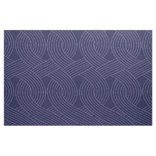 Navy Fabric with White Interlocking Repeating Line
