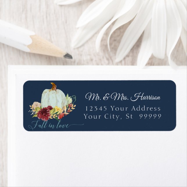 Navy Fall in Love Blue Citrouille Mariage aquarell (En situation)