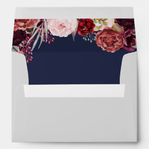 Navy Fall Marsala Blush Peony Wedding Envelopes