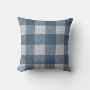 Navy Farmhouse Buffalo Plaid Throw Pillow