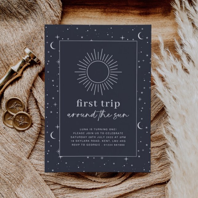 Navy First Trip Around The Sun Invitation (Creator Uploaded)