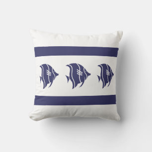 navy  fish  on  white  PILLOW coastal living