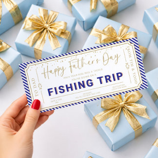 Navy Fishing Trip Father's Day Gift Voucher Card