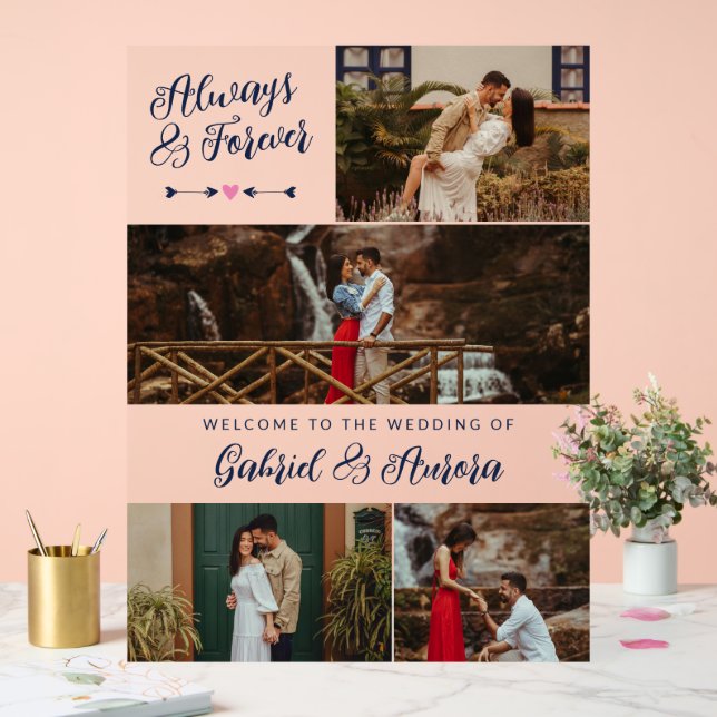 Navy Flèche Photo Collage Toujours Pour Toujours B (Mariage)