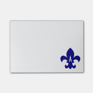 Navy Fleur de Lis Monogram Post-it Notes