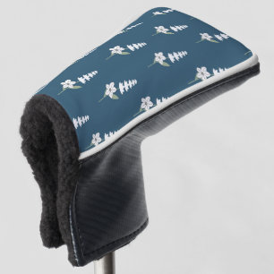 Navy Floral Bohemian Botanical Pattern Golf Head Cover