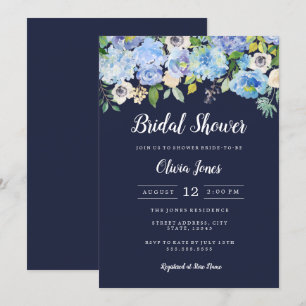 Navy Floral Bridal Shower Card