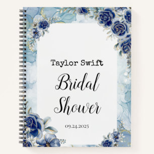 Navy Floral Bridal Shower Gift Tracker Notebook