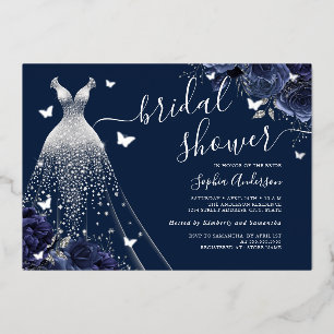 Navy Floral Butterfly Sparkle Dress Bridal Shower 