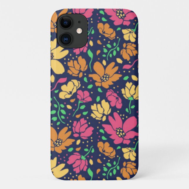Navy Floral Case-Mate iPhone Case (Back)
