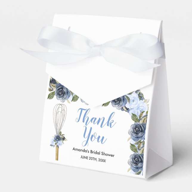 Navy Floral Soon to be Whisked Away Bridal Shower Favor Box (Front Side)