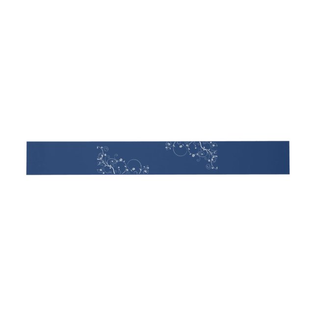 Navy Floral Vines Invitation Belly Band (Flat)