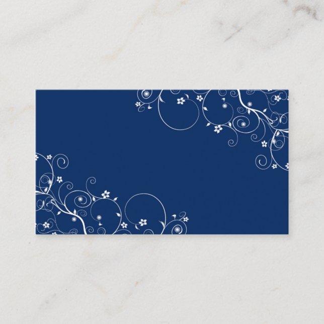 Navy Floral Vines Wedding Escort/Place cards (Front)