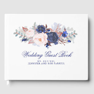 Navy Floral Wedding Guest Book