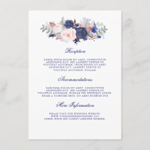 Navy Floral Wedding Information Guest Enclosure Card