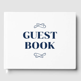 Navy Flourish Wedding Guest Book