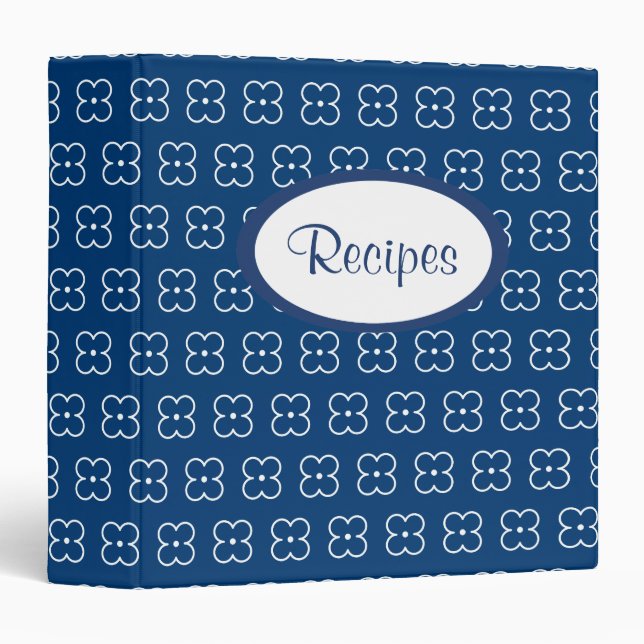 Navy Flower Recipe Binder (Front/Spine)
