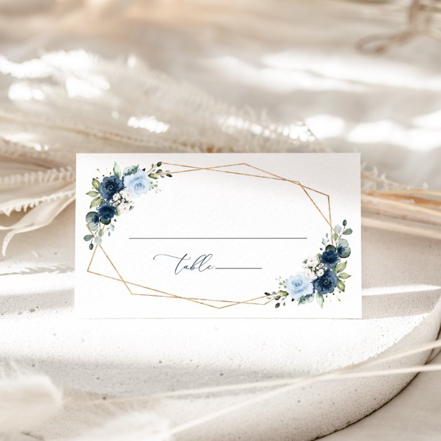 Navy Flowers, Blue Flowers, Boho, Bridal Shower Place Card (Creator Uploaded)