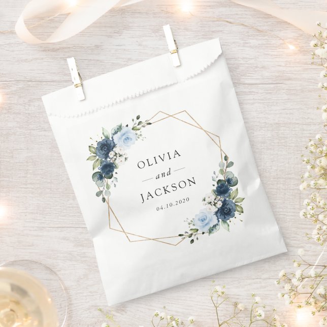 Navy Flowers, Blue Flowers, Boho, Floral Wedding Favour Bag (Clipped)