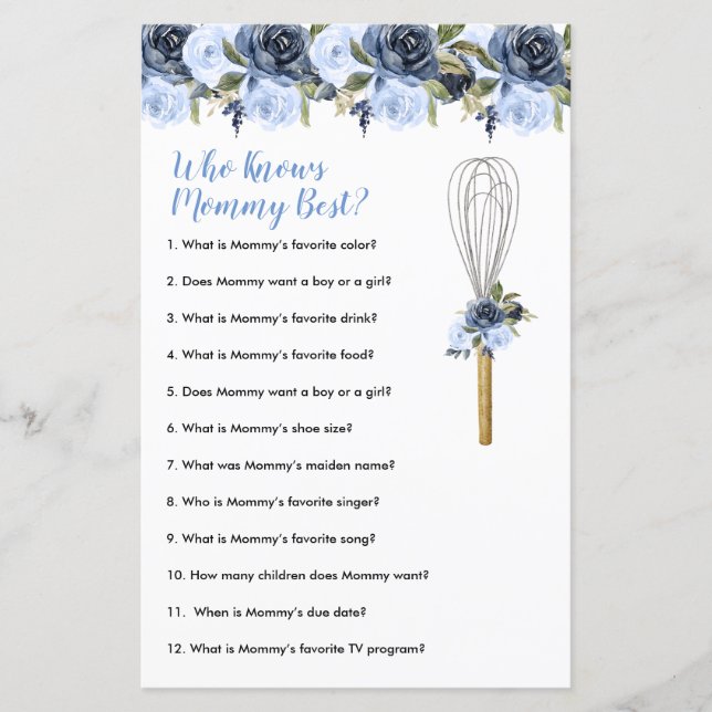 Navy Flowers Who Knows Mommy Best Greenery Floral (Front)