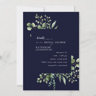 Navy Foliage Bridal Shower Invitation