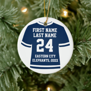Navy Football Soccer Hockey Sports Jersey Ceramic Ornament