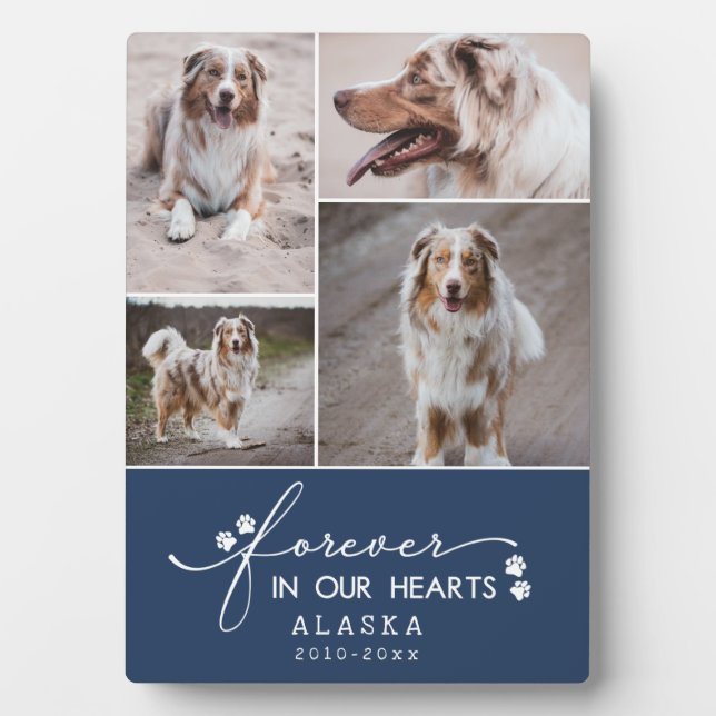 Navy Forever In Our Hearts Pet Photo Collage Plaque (Front)