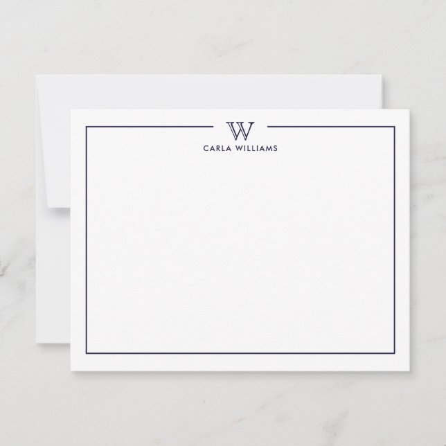 NAVY  Formal Classic Family Monogram Minimalist Card (Front)