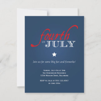 Navy Fourth of July Independence Day Celebration Invitation