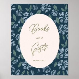 Navy Frost Bloom Floral Baby Shower Custom Sign