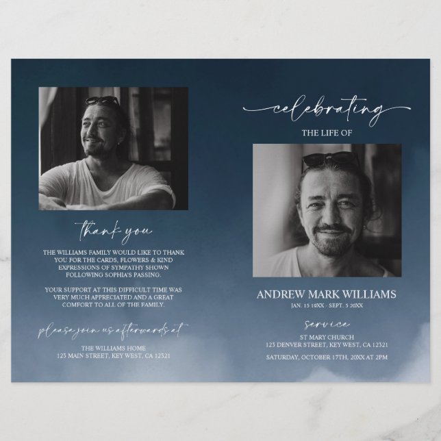 Navy Funeral Order of Service Folded Program (Front)