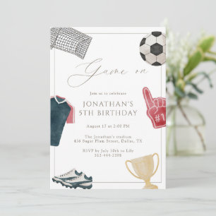 Navy Game On Soccer Birthday Party Sports  Invitation