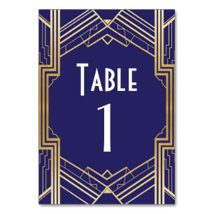 Navy Gatsby Table Number 1920s Roaring Wedding