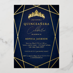Navy Geometric Gold Elegant Quinceanera