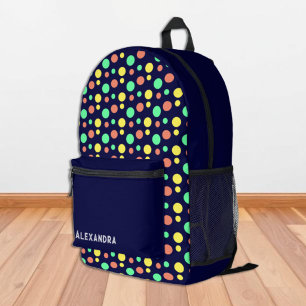 Navy Geometric Pattern Printed Backpack