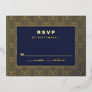 Navy Geometric RSVP Card