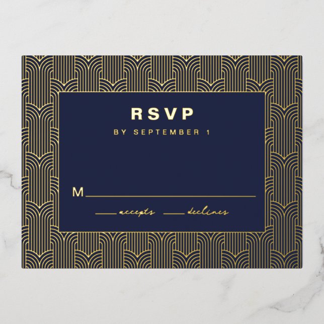 Navy Geometric RSVP Card (Front)