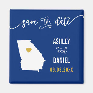 Navy Georgia Wedding Save the Date Map Magnet