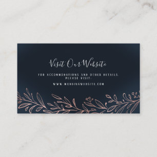 Navy gilded botanical wedding website Insert card