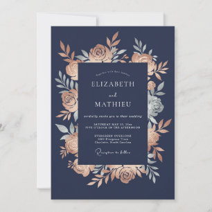 Navy Gilded Winter Wedding Invitation