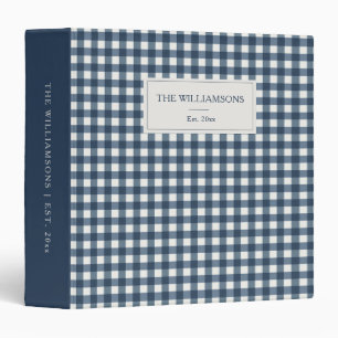 Navy Gingham Est Year Newlywed Keepsake Photo Binder