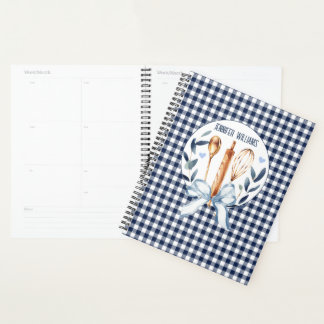 Navy Gingham Utsensils Cooking Bakery Planner